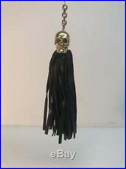 Rare Alexander McQueen Skull Black Leather Tassel Keychain