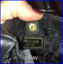 Rare Authentic Prada Black Leather Mini Handbag Keychain
