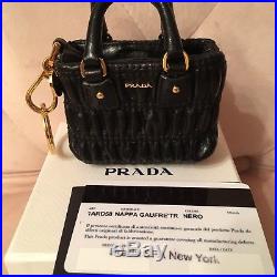Rare Authentic Prada Black Leather Mini Handbag Keychain