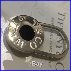 Rare Authentic Tiffany & Co. Black Enamel Wall Street Keychain Keyring