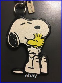 Rare! COACH Peanuts Snoopy & Woodstock Leather Key Chain Fob Bag Charm 65165