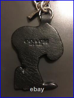 Rare! COACH Peanuts Snoopy & Woodstock Leather Key Chain Fob Bag Charm 65165