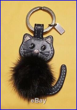 Rare Hard To Find Coach Black Mink Cat Key Ring
