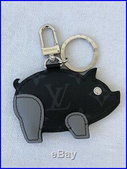 Rare Louis Vuitton Pig Zodiac Bag Charm Key Ring Holder Monogram Eclipse LV