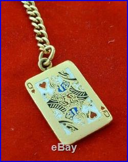 Rare Tiffany & Co. QUEEN of HEARTS 14k Gold Enamel Key Chain Vintage Keychain