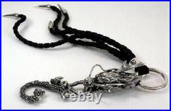 Ruby Dragon 925 Sterling Silver Real Leather Men's Key Chain Wallet Belt Holder