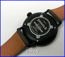 SHINOLA 43mm Canfield Bolt Men's Black PVD Watch USA Detroit Made With Key Chain
