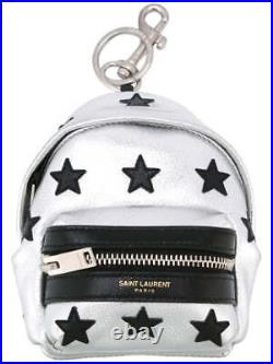 Saint Laurent Silver/Black Unisex Zip Backpack Key Chain Black Stars 441914