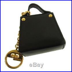 Salvatore Ferragamo Gancini Bag Key Chains Leather Black Italy AK31707h