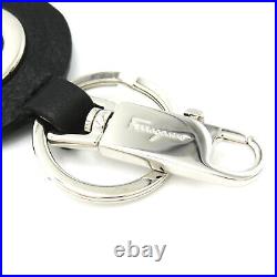 Salvatore Ferragamo Gancini key chain ring 66-1107-00 leather Black Silver Used