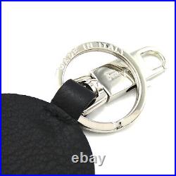 Salvatore Ferragamo Gancini key chain ring 66-1107-00 leather Black Silver Used