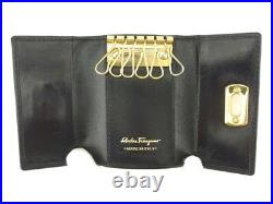 Salvatore Ferragamo Key case Ganchini Black leather Woman Authentic Used P830