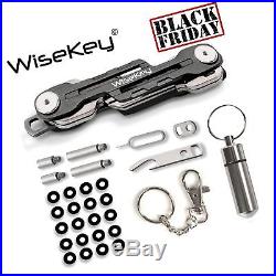 Smart compact key holder organizer keychain (Black) stainless steel(1.9mm)