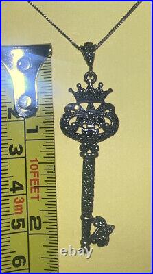 Sterling Silver Marcasite Key Pendant Thailand & Sterling. 925 Italian Chain 18