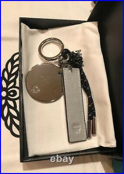 Stylish MCM Club Keychain Charm In Silver Visetos And Black NEW! 100% Authentic