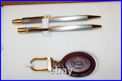 Stylo Mine Must II de Cartier Ballpoint Pen Mechanical Pencil and Key Chain Set