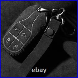 Suede Leather Key Fob Case Cover For Maserati Quattroporte Ghibli Levante 13-up