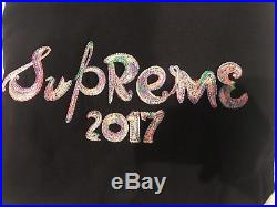 Supreme Brush Logo Hooded Sweatshirt Black Large FW17 + Supreme Keychain