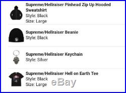 Supreme/Hellraiser Hell On Earth Set L T-shirt, L Hoodie, Beenie, & Keychain