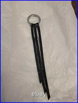 Swarovski Black Crystal Straps Chain Silvertone Key Ring