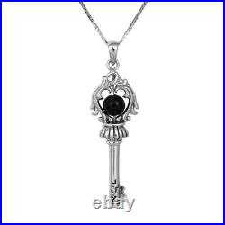 The Evil Eye Key of Soul Seal (Black Tourmaline Stone) Silver Pendant Silver