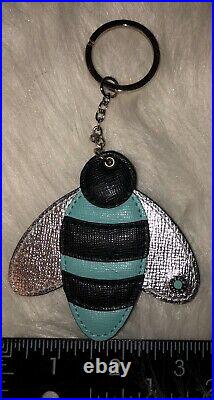 Tiffany Co Leather Keychain Bumblebee Purse Charm Blue Black Rare Pouch NEW