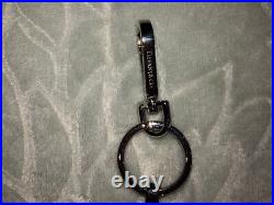 Tiffany &Co. Loop tassel key chain key ring bag charm smooth black leather GIFT