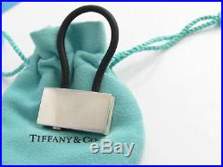 Tiffany & Co NEW RARE Silver 1837 Padlock Black Rubber Key Ring Chain Keychain