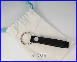 Tiffany & Co. NEW Snap Loop Black Grain Leather Key Chain Ring- RETIRED