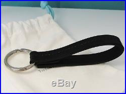 Tiffany & Co. NEW Snap Loop Black Grain Leather Key Chain Ring- RETIRED