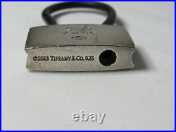 Tiffany & Co. RARE Silver 1837 Padlock Black Rubber Key Ring Chain Keychain