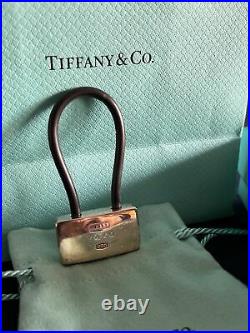 Tiffany & Co RARE Silver 1837 Padlock Black Rubber Key Ring Chain Keychain