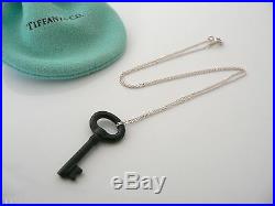 Tiffany & Co Silver Black Jade Gemstone Oval Key Necklace Pendant Chain Rare