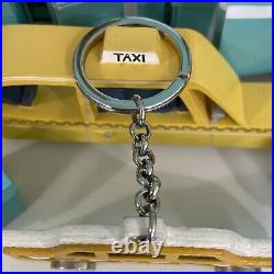 Tiffany&Co Yellow Taxi Cab Key Ring Chain Leather Blue Enamel Wheels W Pouch