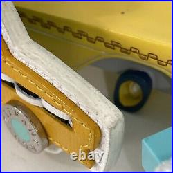 Tiffany&Co Yellow Taxi Cab Key Ring Chain Leather Blue Enamel Wheels W Pouch