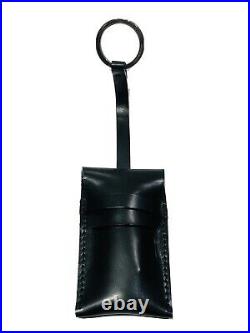 Trussardi Italy Black Leather Travel Key Chain Mini Pocket Knife