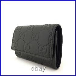 Unused GUCCI Shima Black Leather 6 Key case /51204