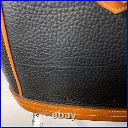 VTG Dooney & Bourke All Weather Leather Black Drawstring Tassel Shoulder Bag Tan