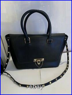 Valentino Garavani Demilune Bag Satchel Black Leather Authentic