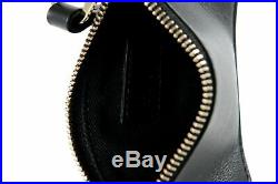 Versace 100% Leather Black Keychain Unisex Id Case