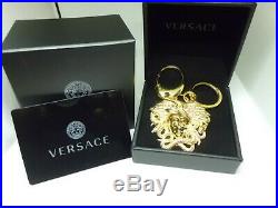 Versace Double Key Ring Charm Key Chain Medusa Gold /Black Originale New
