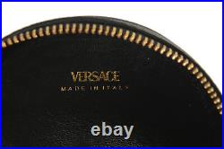 Versace Unisex Black Pebbled Leather Medusa Head Coin Case Keychain