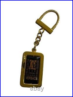 Vintage 1990s Versace Black Gold Car Keychain Realizzato Della Collezione