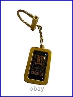 Vintage 1990s Versace Black Gold Car Keychain Realizzato Della Collezione