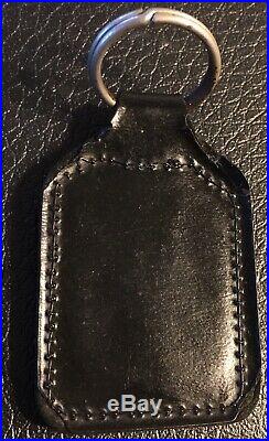 Vintage Authentic Porsche 1970s Crest Enamel Badge Black Leather Fob Keyring