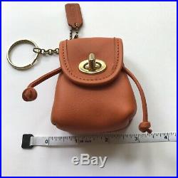 Vintage COACH Orange Leather Mini Daypack Backpack Keychain Key Fob Ring