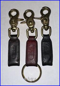 Vintage COACH Trigger Snap Key Fob SET Of 3 RED Black Brown Leather Brass 7212