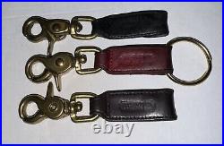 Vintage COACH Trigger Snap Key Fob SET Of 3 RED Black Brown Leather Brass 7212