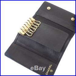 Vintage Chanel Caviar Skin Black 6 Ring Keychain Accessory. NFV4577