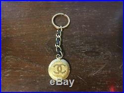 Vintage Chanel key ring Key holder Gold Black Authentic Y4694